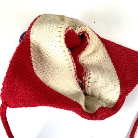 Vtg 1970s Pepsi Ski School Knit Beanie Hat Cap Red White Blue Pom Pom Winter USA - Picture 8 of 11